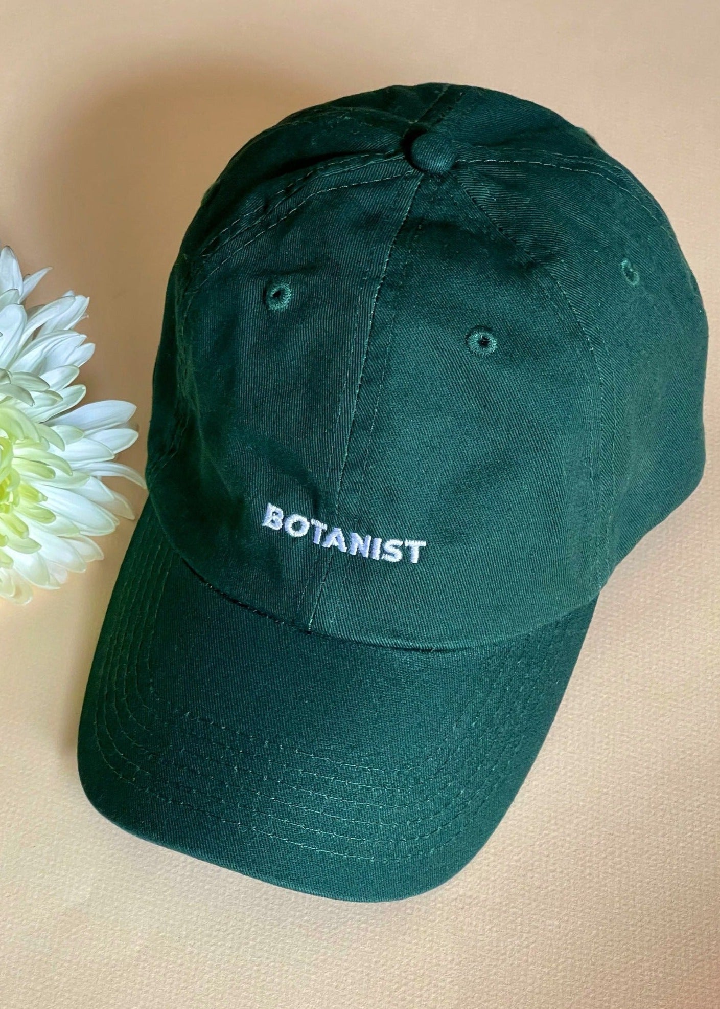 Green Baseball Cap Botanist Upclose