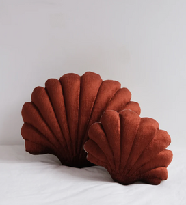 Shell pillows in velvet and linen