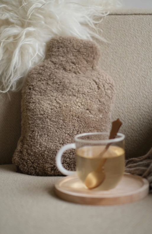 Cozy Sheepskin Hot Water Bottle Cover - Tan