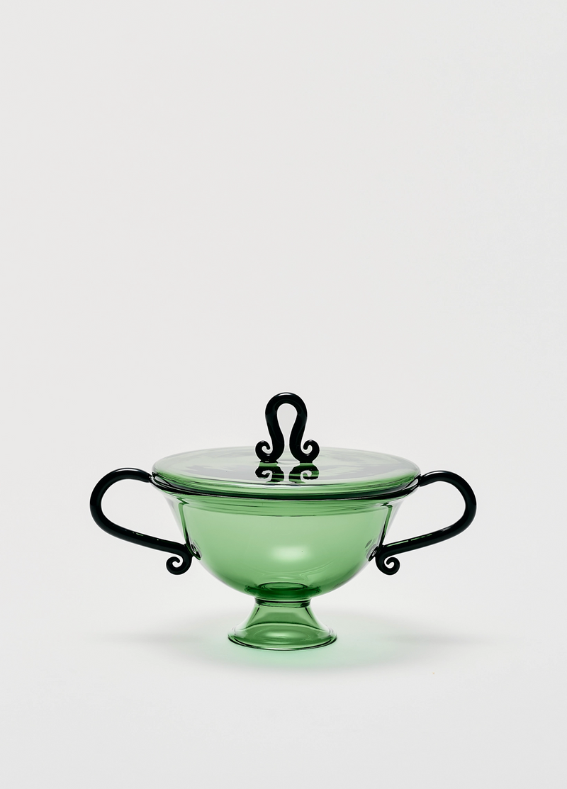 Preserves Jar, Green& Black Glass