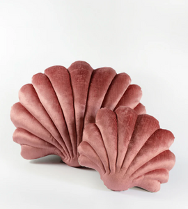 Shell pillows in velvet and linen
