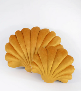 Shell pillows in velvet and linen