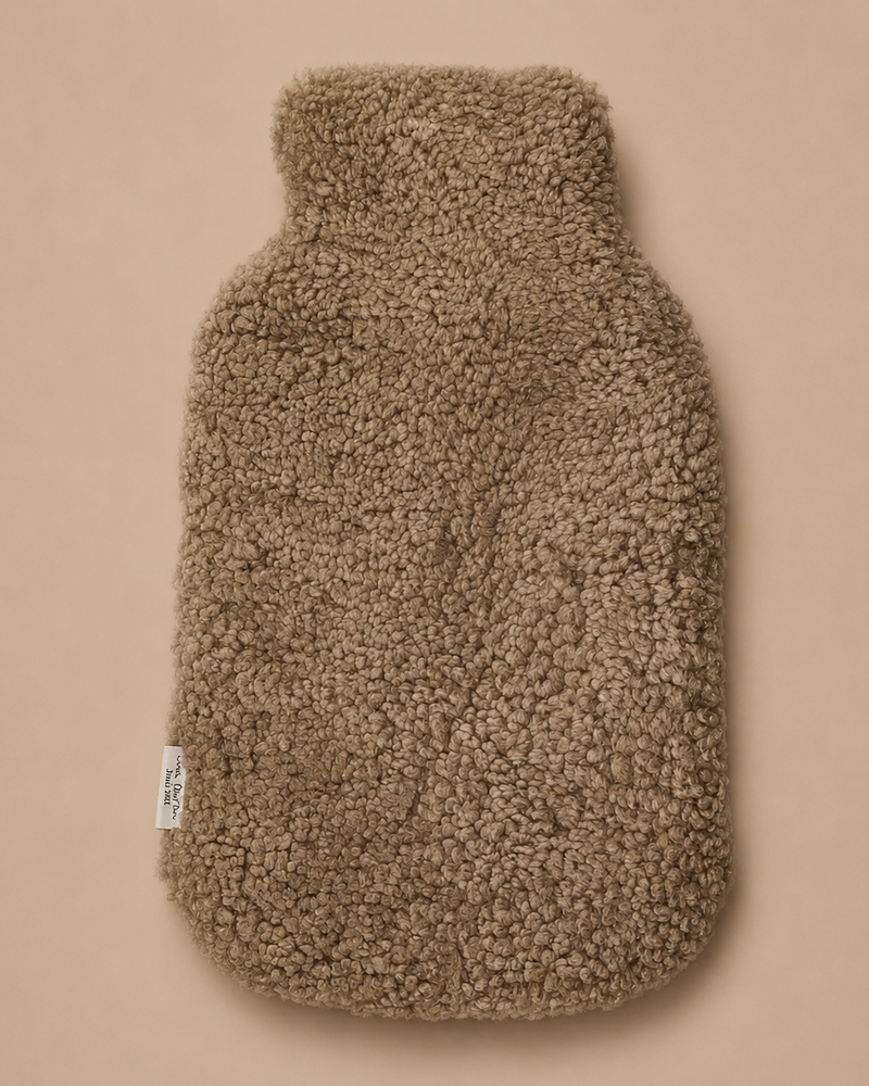 Cozy Sheepskin Hot Water Bottle Cover - Tan